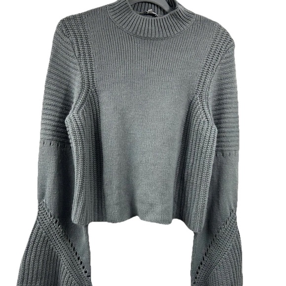 Tobi Charcoal Cowl Neck Sweater size L cropped with flare sleeves Whimsigoth - Picture 1 of 9